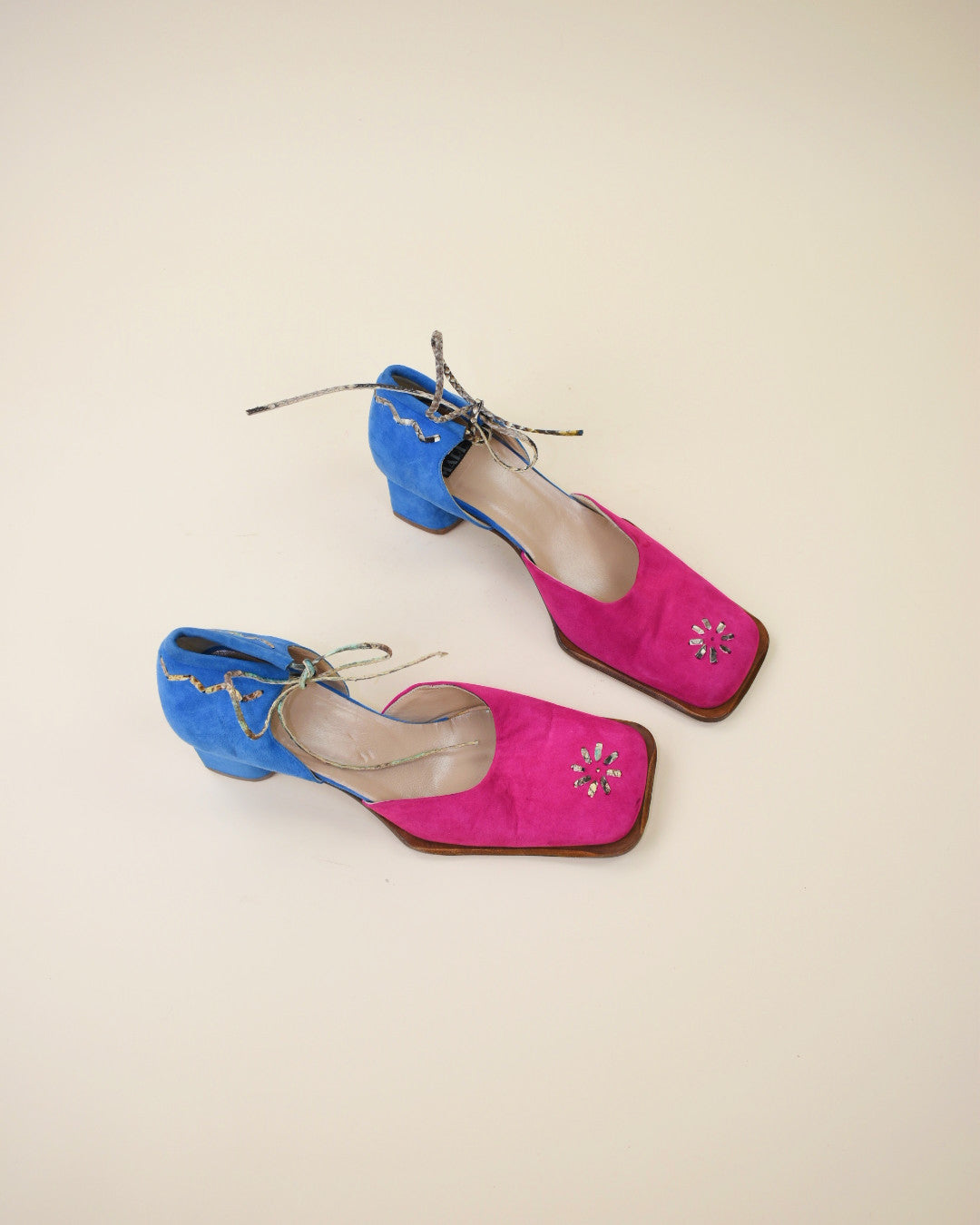 Suede Snakeskin Mary Janes - Size 39, 8.5