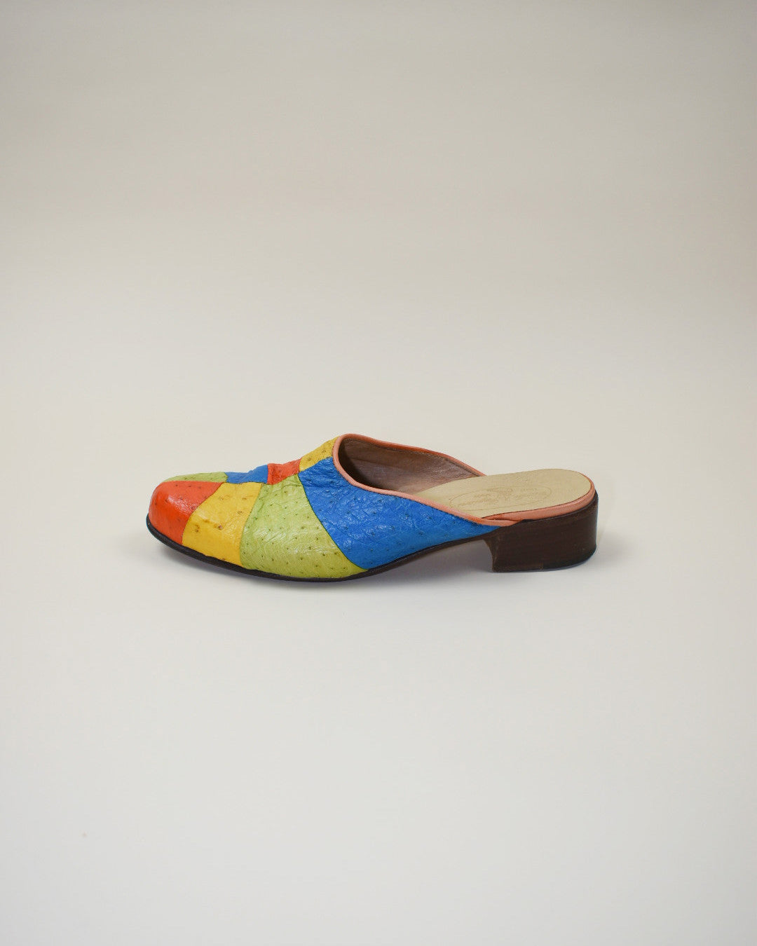 Vintage Ostrich Patchwork Mules - Size 8