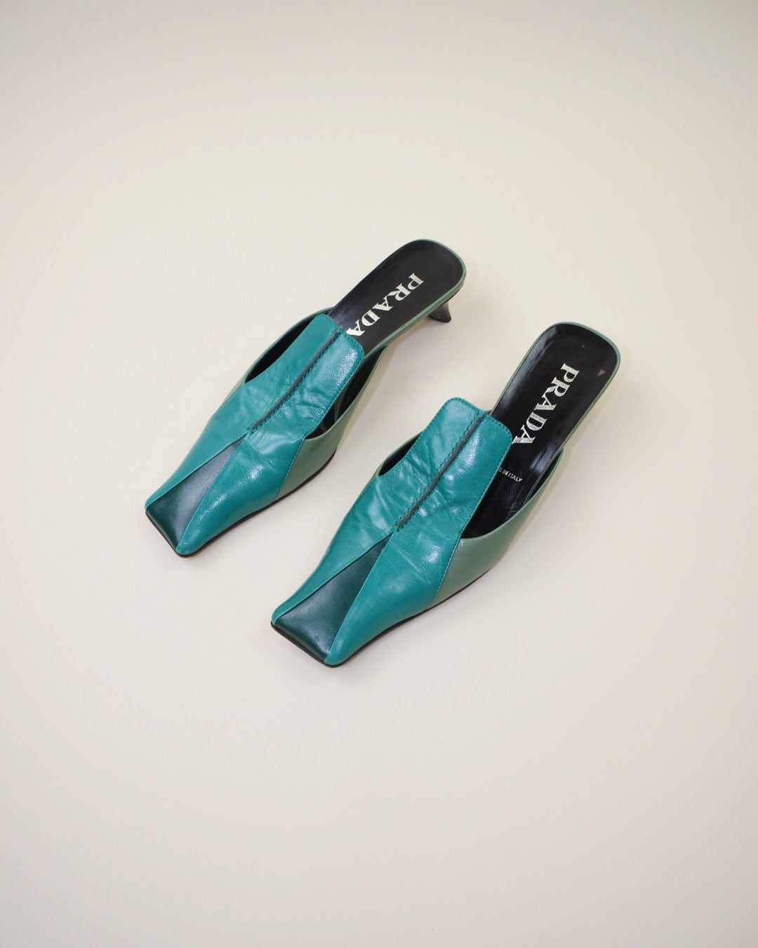 Vintage Green Prada Mules -  Size 37, 6.5