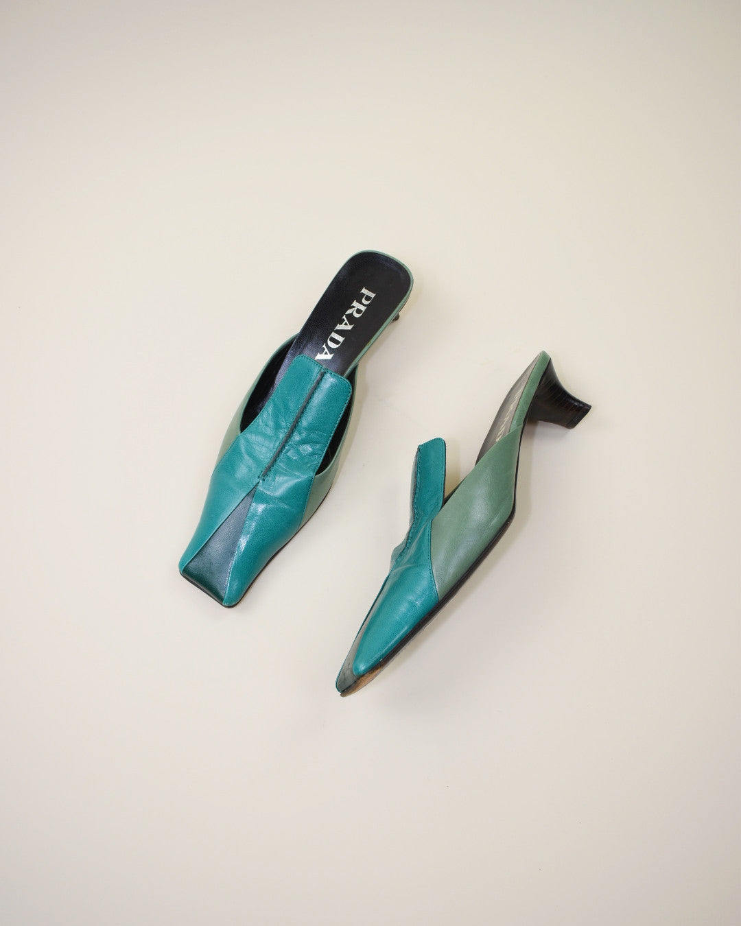 Vintage Green Prada Mules -  Size 37, 6.5