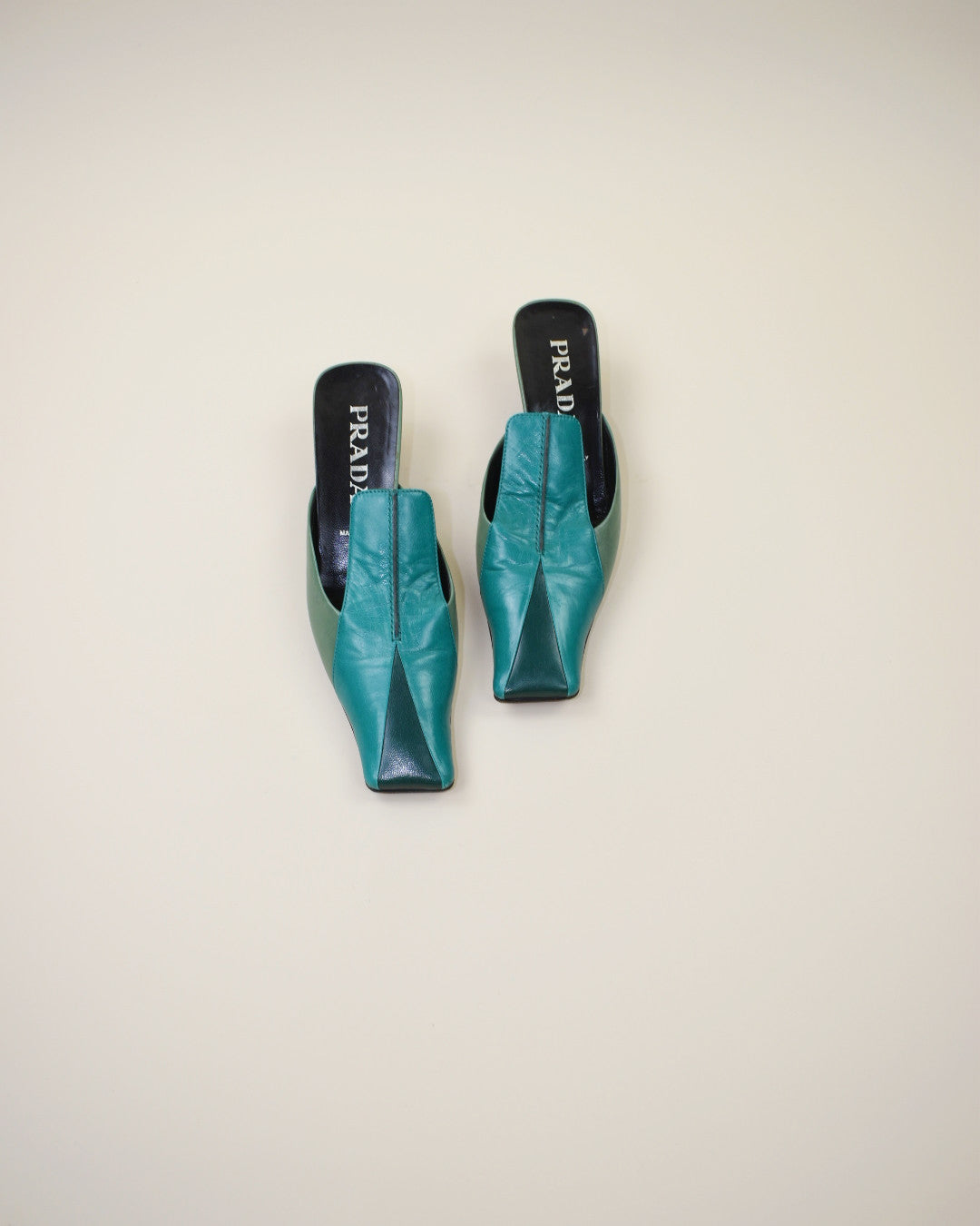 Vintage Green Prada Mules -  Size 37, 6.5