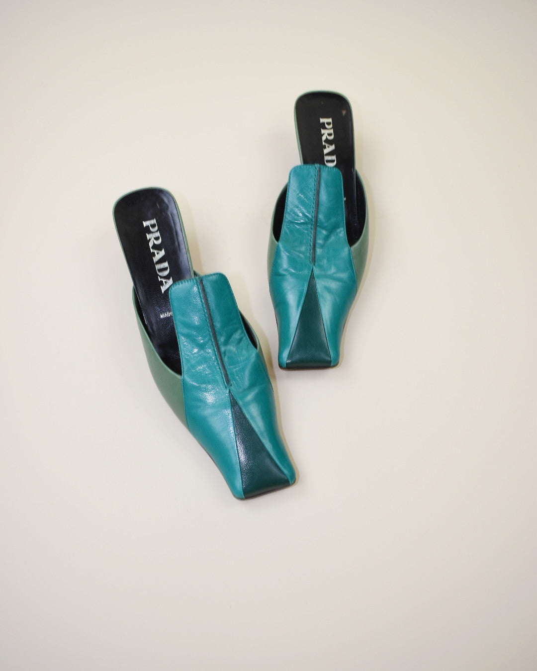 Vintage Green Prada Mules -  Size 37, 6.5