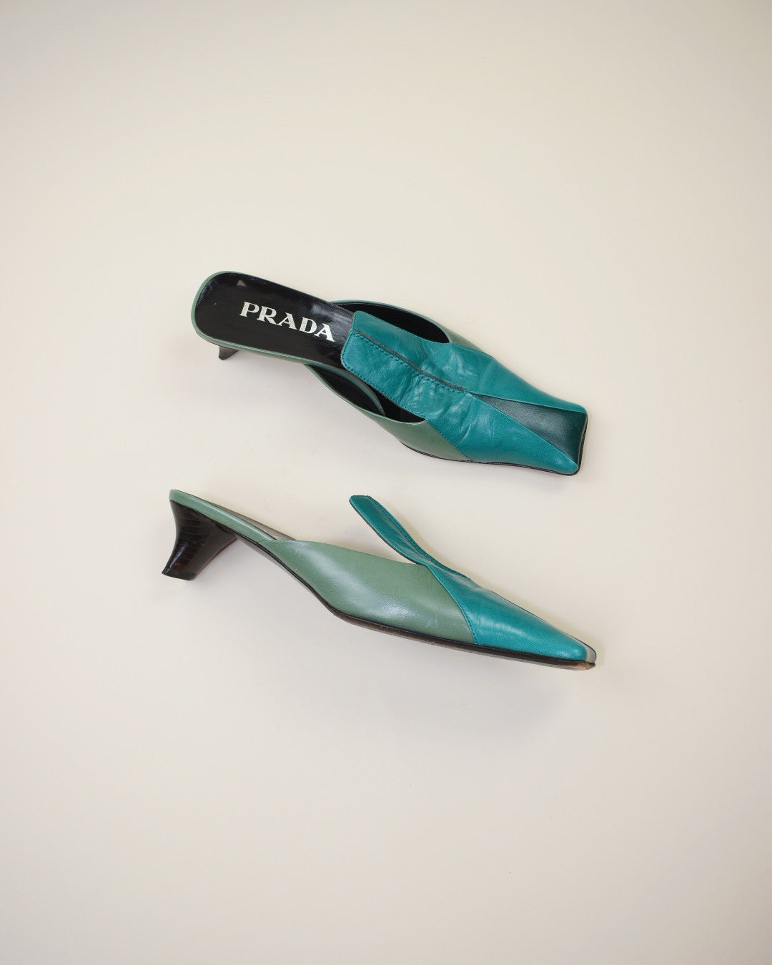 Vintage Green Prada Mules -  Size 37, 6.5