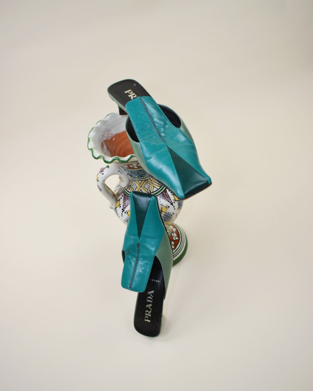 Vintage Green Prada Mules -  Size 37, 6.5
