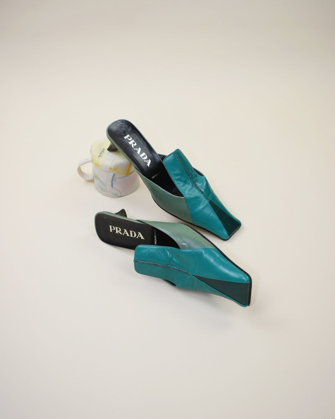 Vintage Green Prada Mules -  Size 37, 6.5