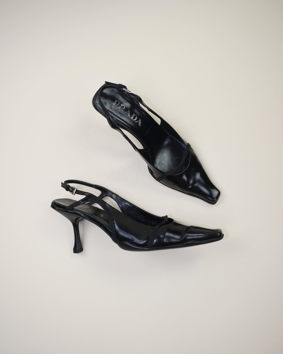 Prada Black Slingback Heels - Size 40, 9.5
