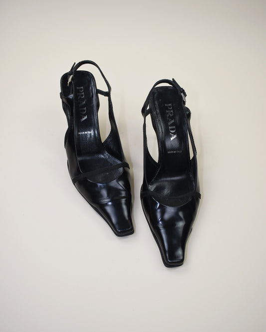 Prada Black Slingback Heels - Size 40, 9.5