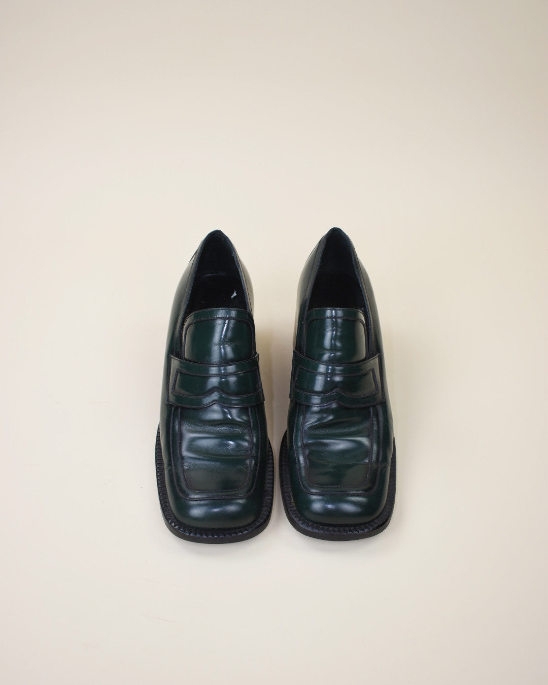 Vintage Green Prada Loafers - Size 39.5,  9