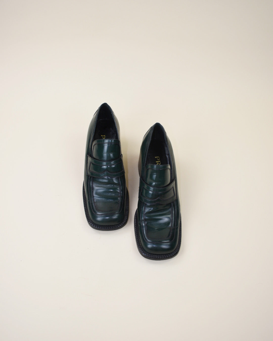 Vintage Green Prada Loafers - Size 39.5,  9