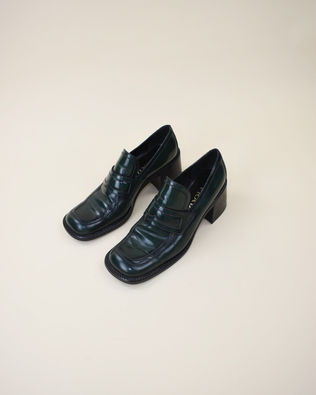 Vintage Green Prada Loafers - Size 39.5,  9