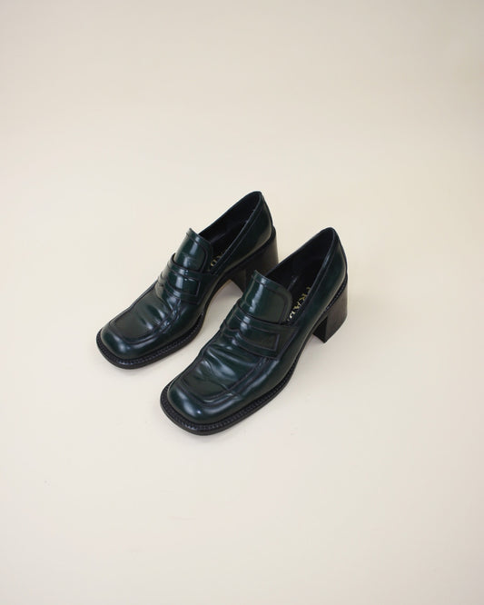 Vintage Green Prada Loafers - Size 39.5,  9