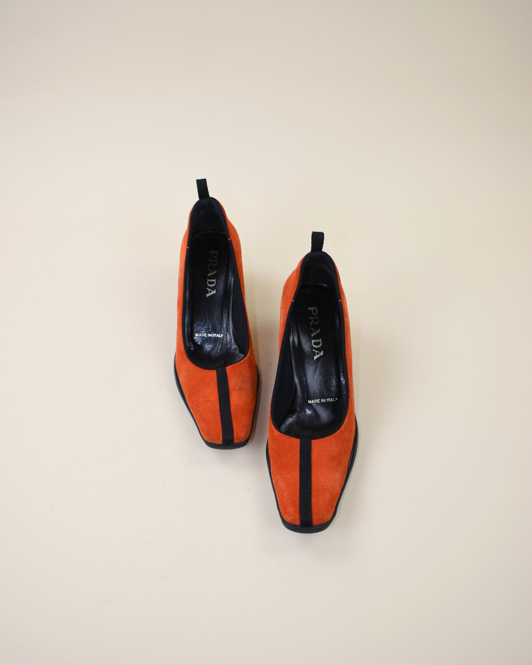Vintage Prada Orange Suede Heels- Size 38.5, US 8