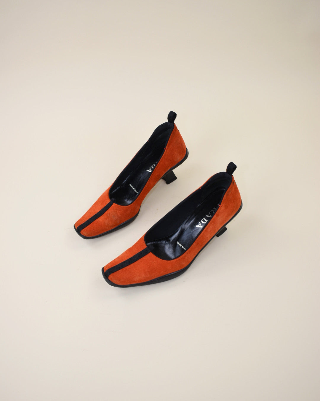 Vintage Prada Orange Suede Heels- Size 38.5, US 8