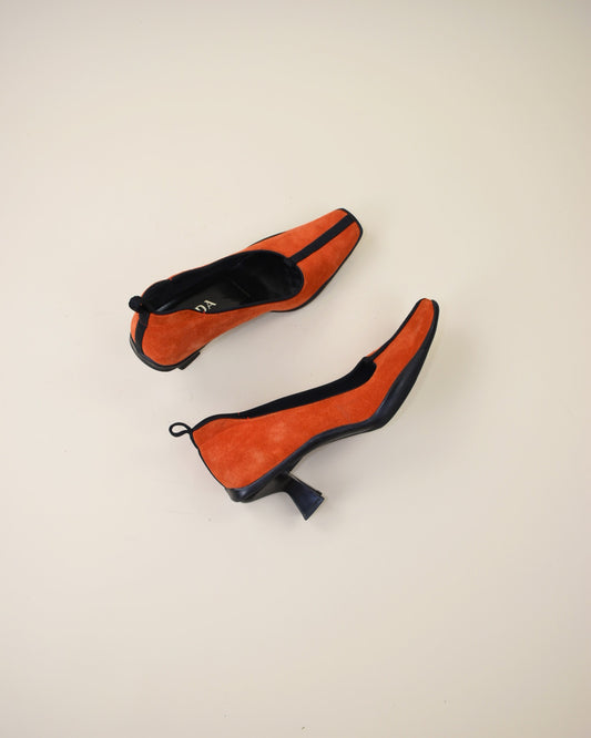 Vintage Prada Orange Suede Heels- Size 38.5, US 8