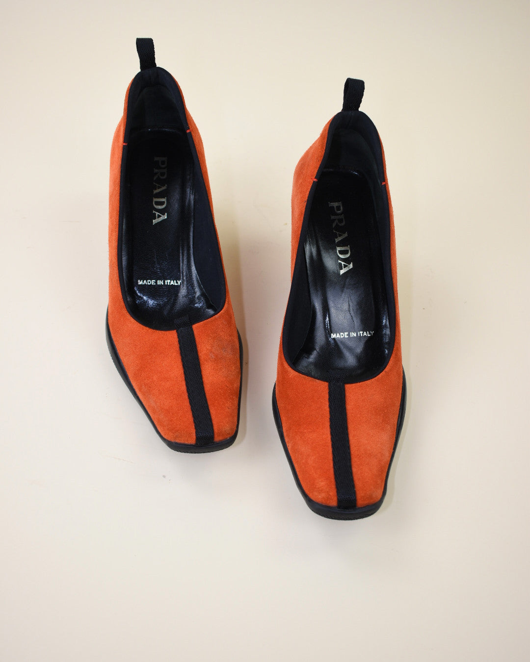 Vintage Prada Orange Suede Heels- Size 38.5, US 8
