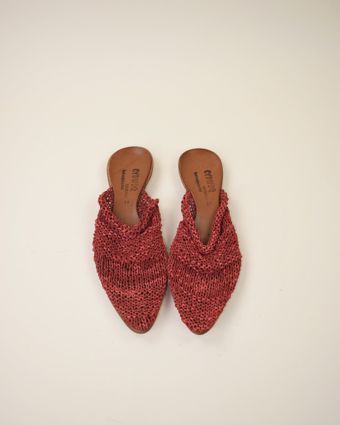 Cydwoq Red Woven Leather Mules - Size 39, 8.5