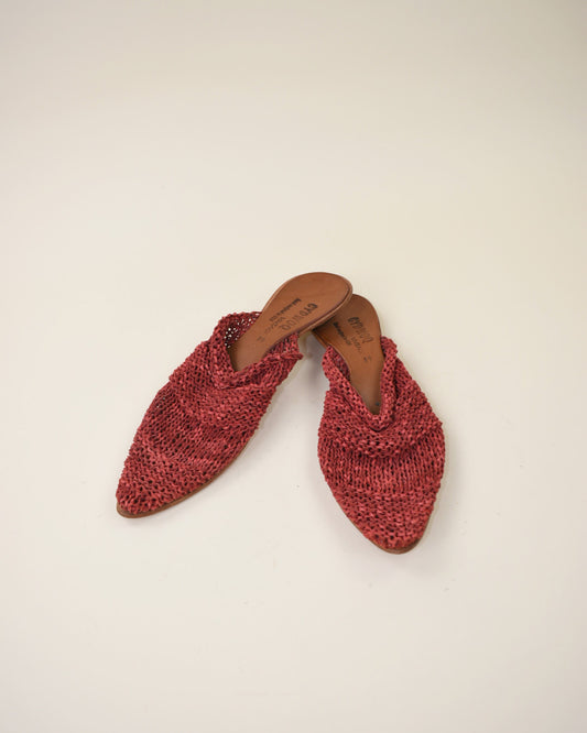 Cydwoq Red Woven Leather Mules - Size 39, 8.5