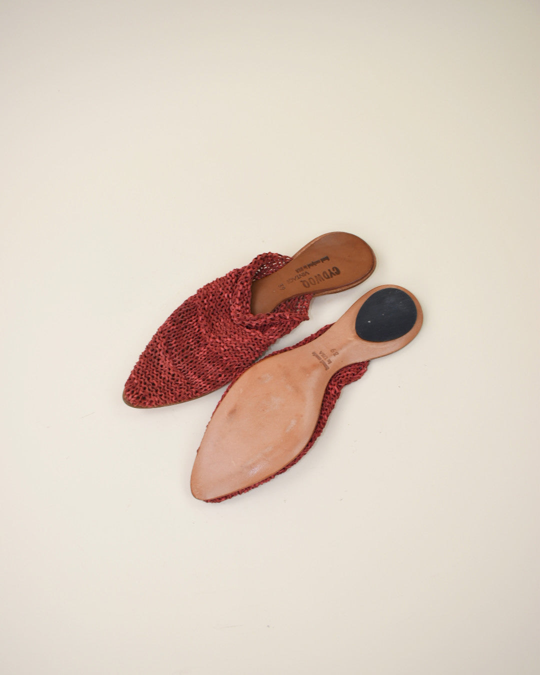 Cydwoq Red Woven Leather Mules - Size 39, 8.5