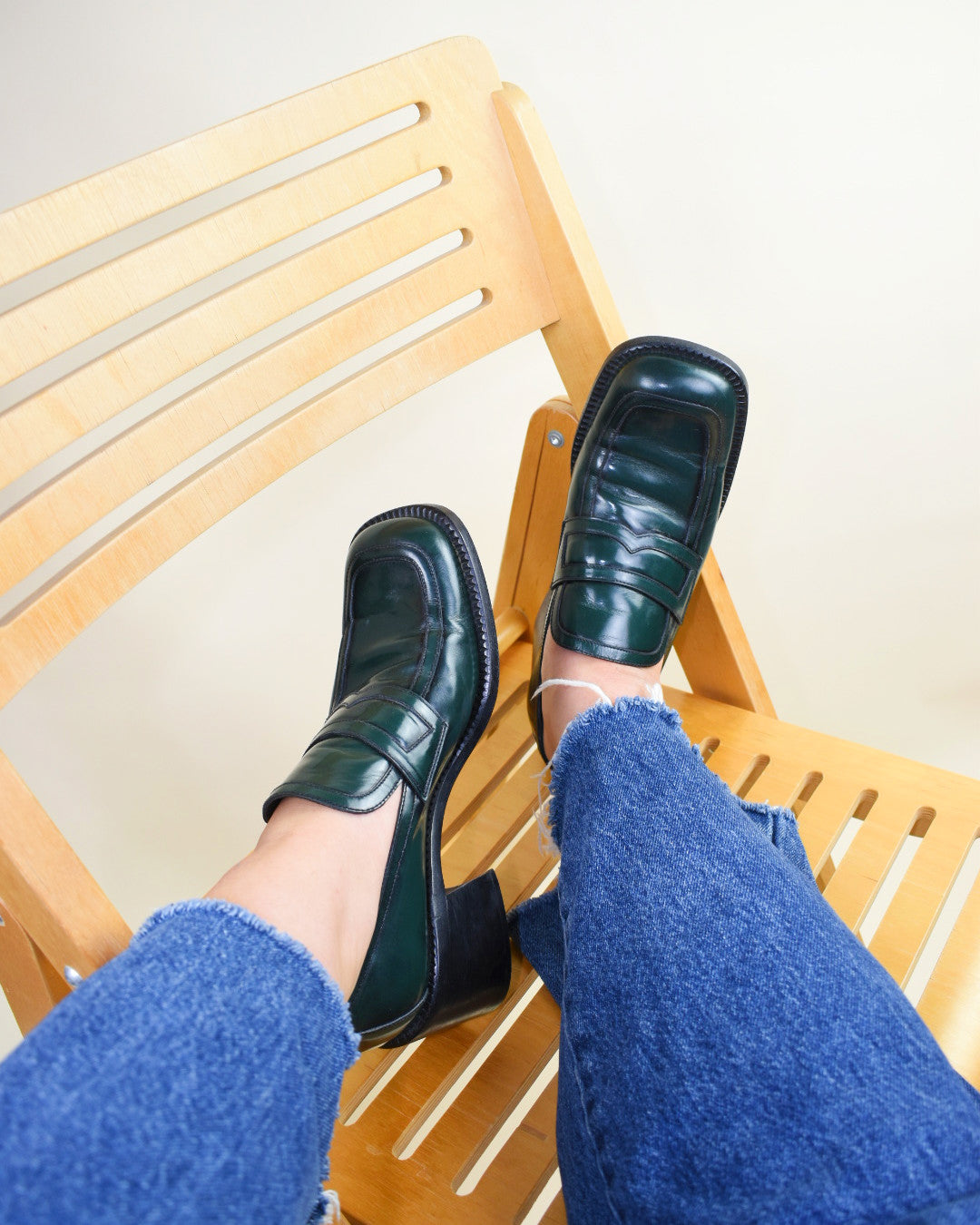 Vintage Green Prada Loafers - Size 39.5,  9