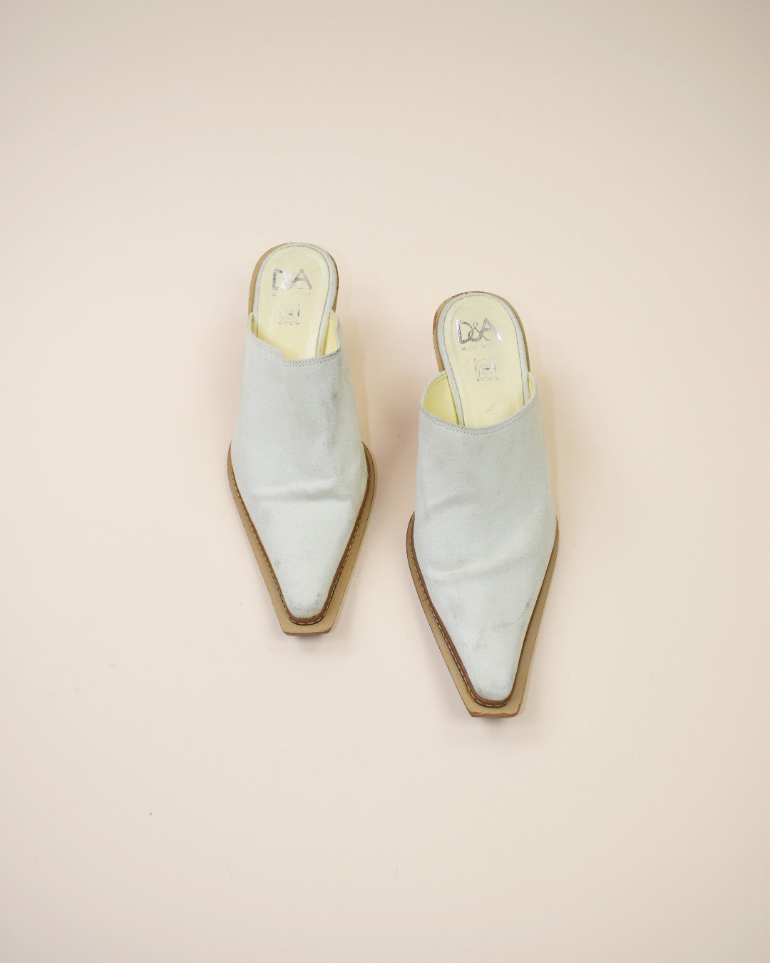 Vintage Cream Suede Western Mules - Size 39, 8.5