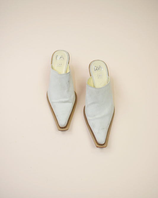 Vintage Cream Suede Western Mules - Size 39, 8.5