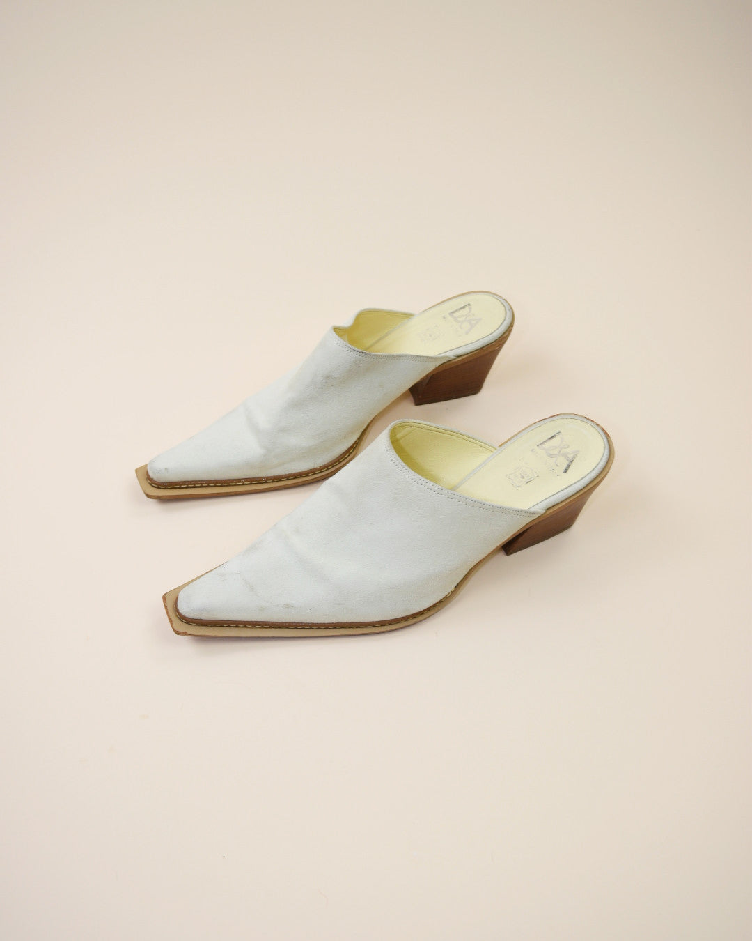 Vintage Cream Suede Western Mules - Size 39, 8.5