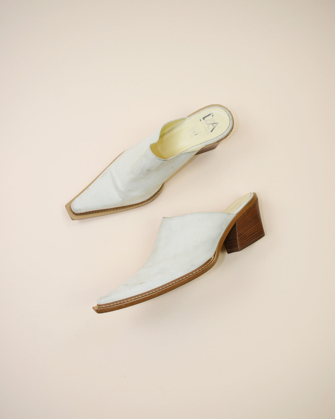 Vintage Cream Suede Western Mules - Size 39, 8.5