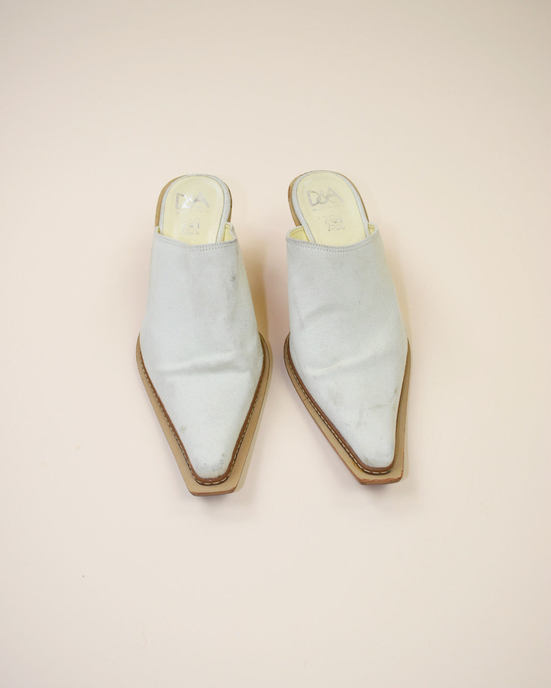Vintage Cream Suede Western Mules - Size 39, 8.5