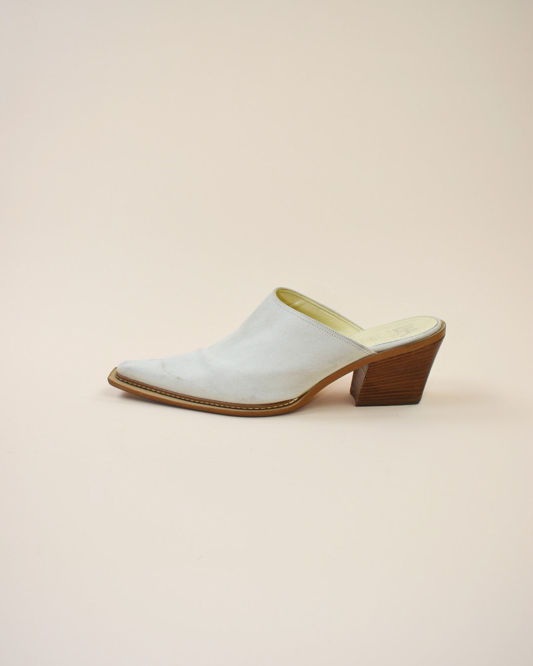 Vintage Cream Suede Western Mules - Size 39, 8.5