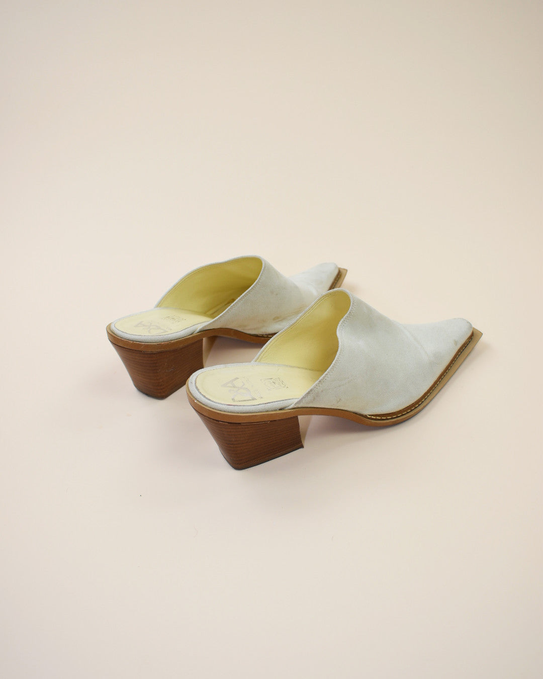 Vintage Cream Suede Western Mules - Size 39, 8.5