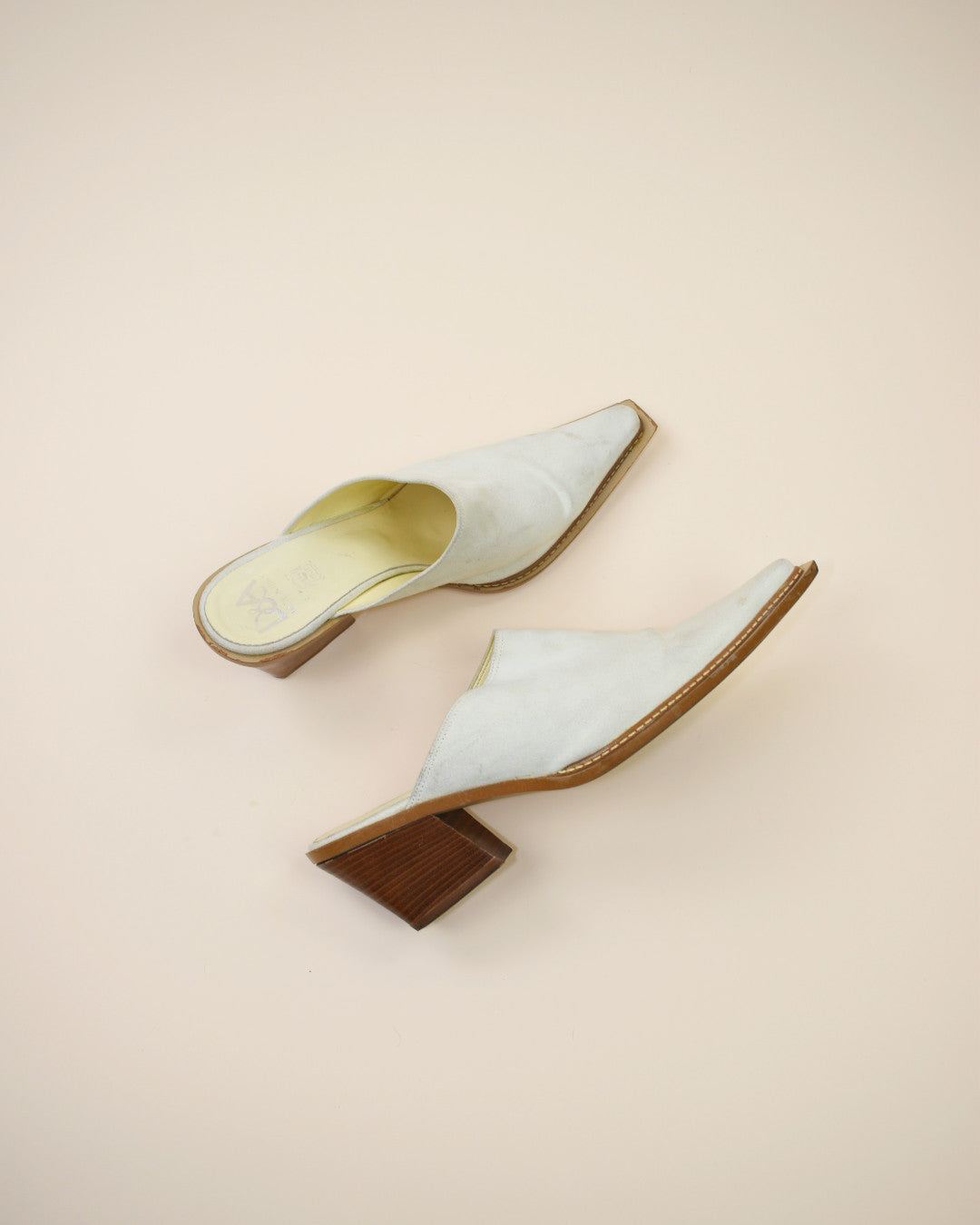 Vintage Cream Suede Western Mules - Size 39, 8.5