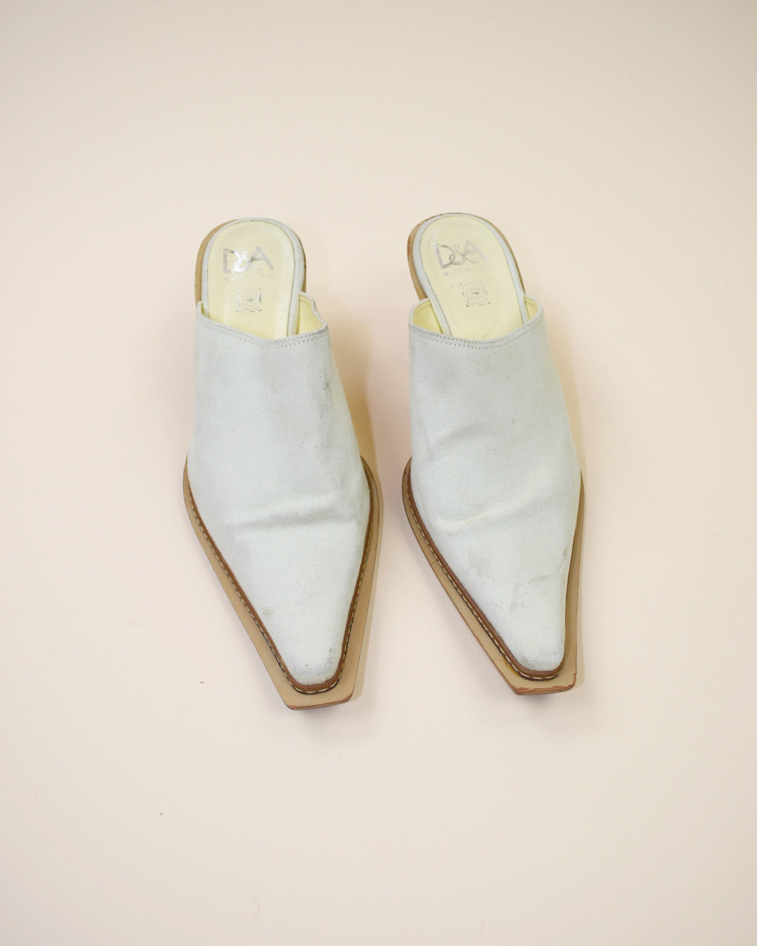 Vintage Cream Suede Western Mules - Size 39, 8.5