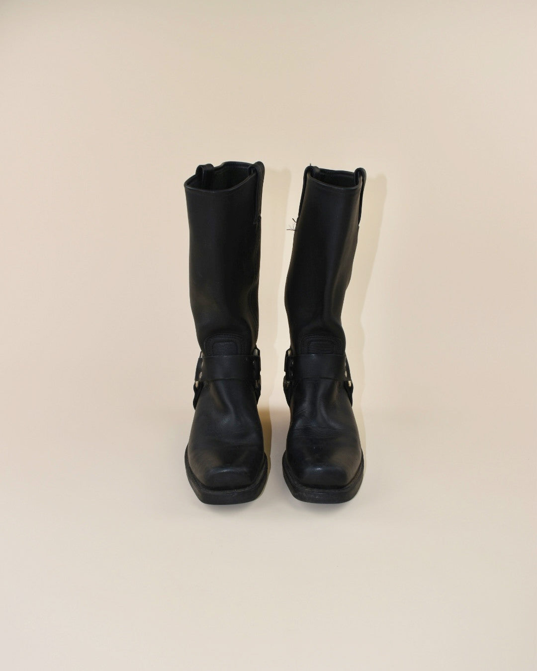 Vintage Fry Black Harness Boots - Size 7 7.5