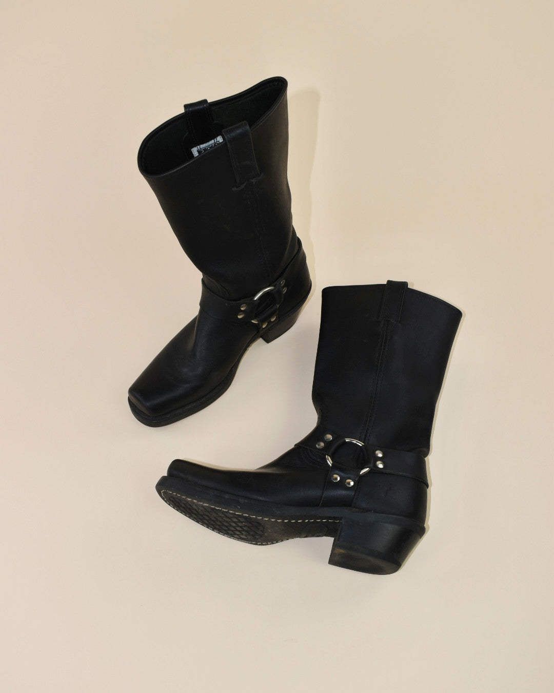 Vintage Fry Black Harness Boots - Size 7 7.5