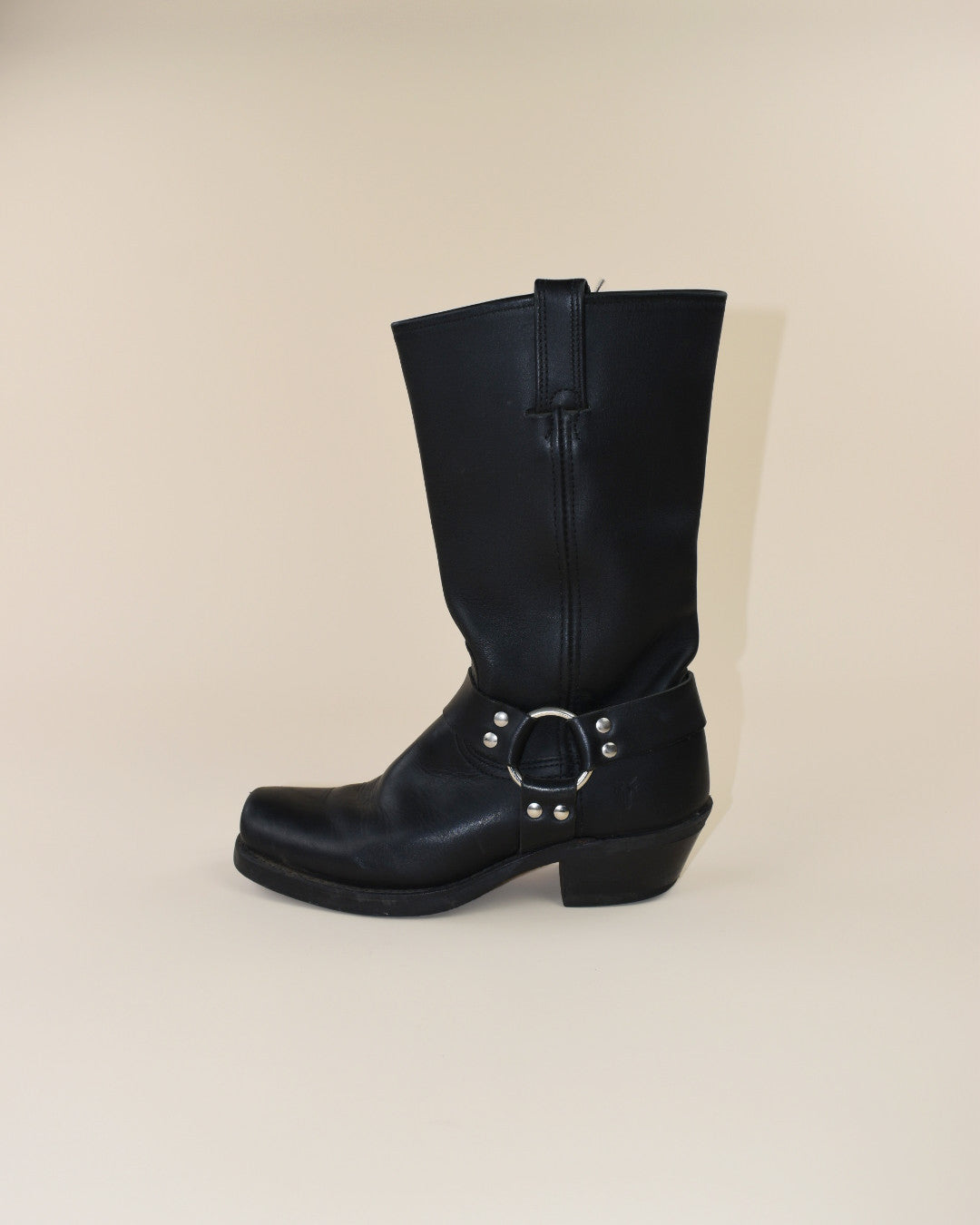 Vintage Fry Black Harness Boots - Size 7 7.5