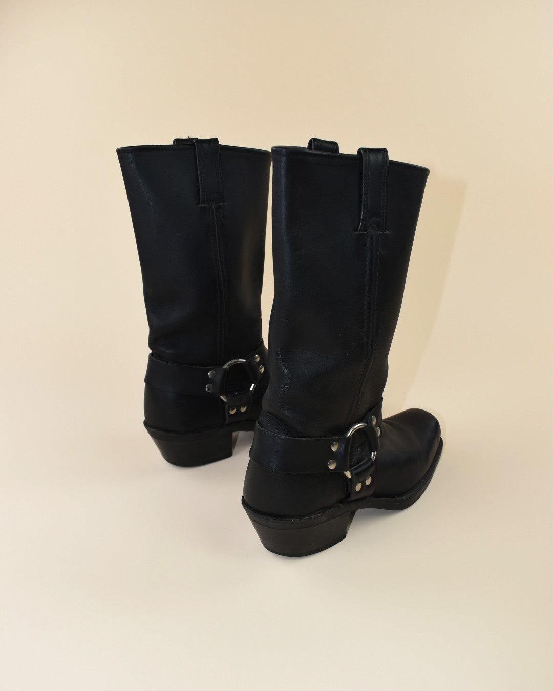 Vintage Fry Black Harness Boots - Size 7 7.5