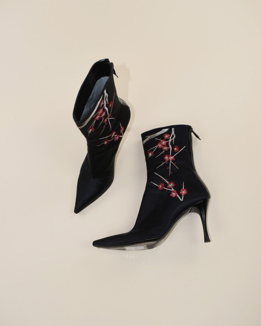 Georgio Armani Silk Cherry Tree Boots - Size 40, 9.5