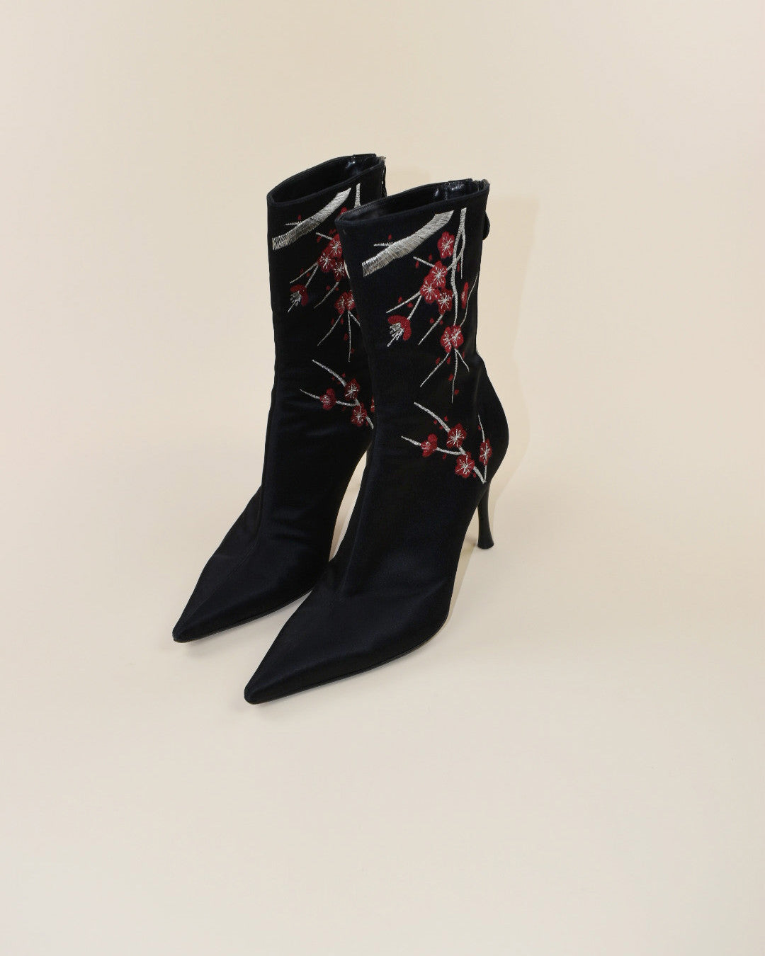 Georgio Armani Silk Cherry Tree Boots - Size 40, 9.5