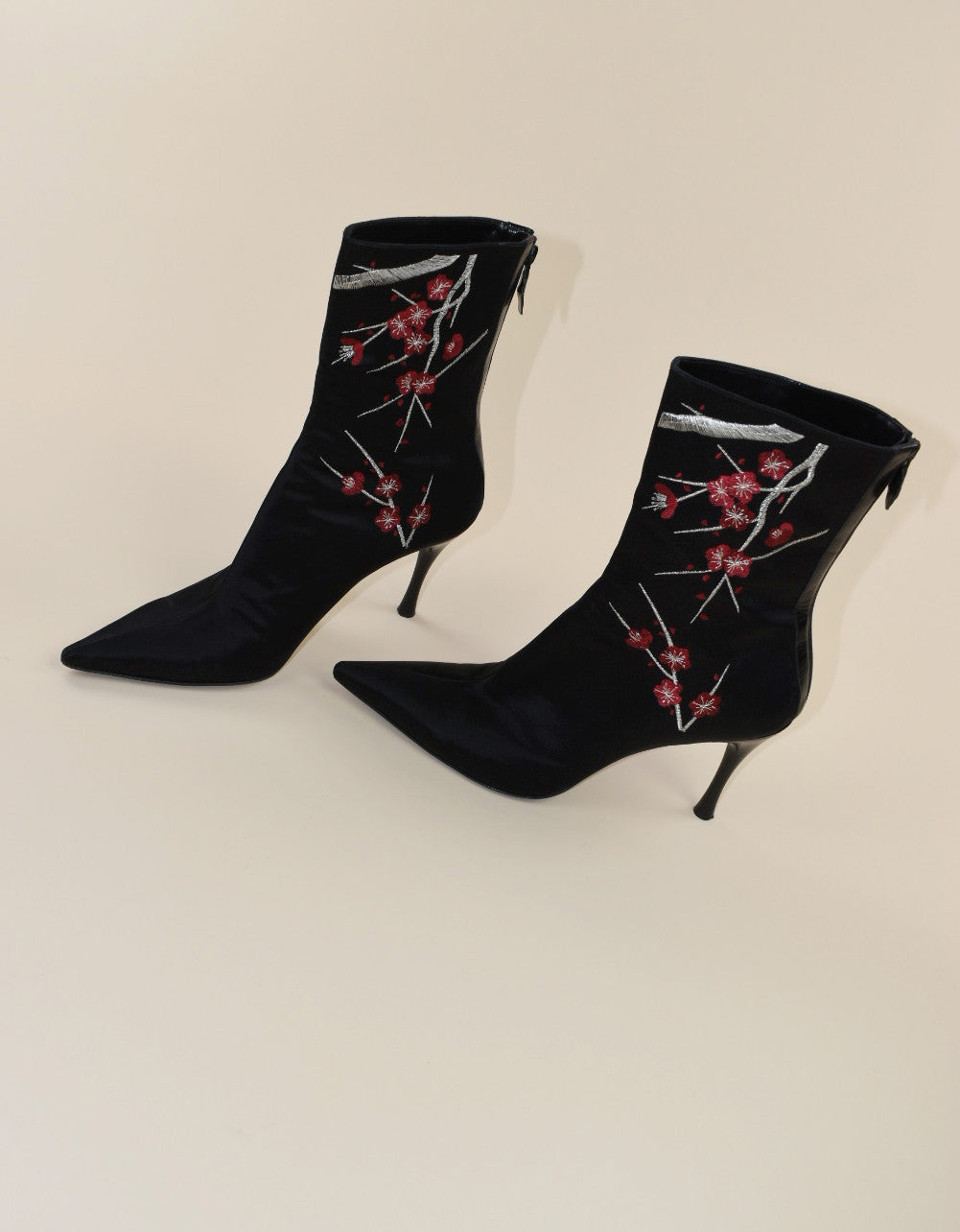 Georgio Armani Silk Cherry Tree Boots - Size 40, 9.5