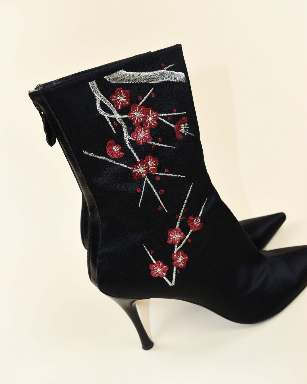 Georgio Armani Silk Cherry Tree Boots - Size 40, 9.5