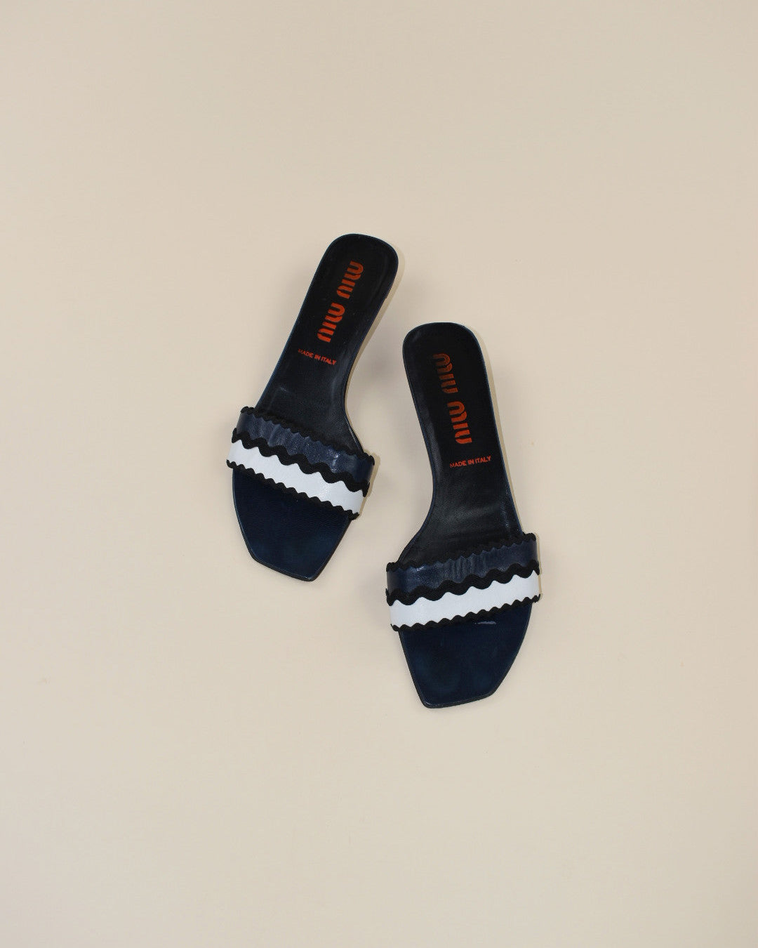 Miu Miu Blue Squiggle Mules - Size 40, 9.5