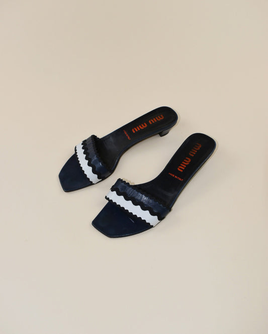 Miu Miu Blue Squiggle Mules - Size 40, 9.5