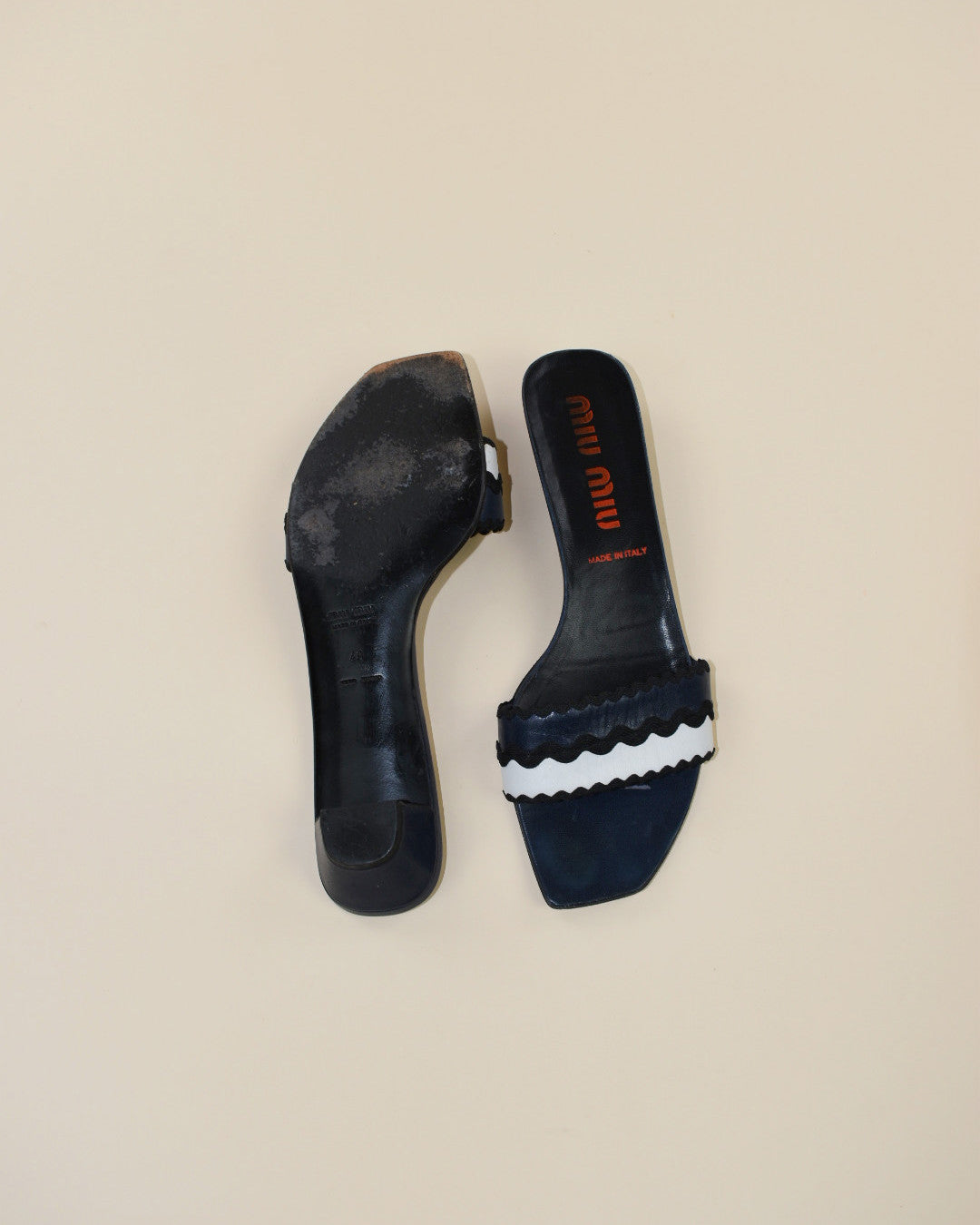 Miu Miu Blue Squiggle Mules - Size 40, 9.5