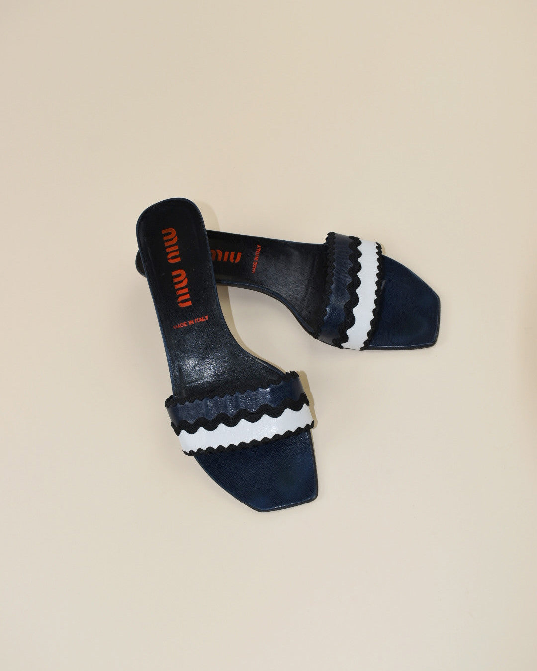 Miu Miu Blue Squiggle Mules - Size 40, 9.5