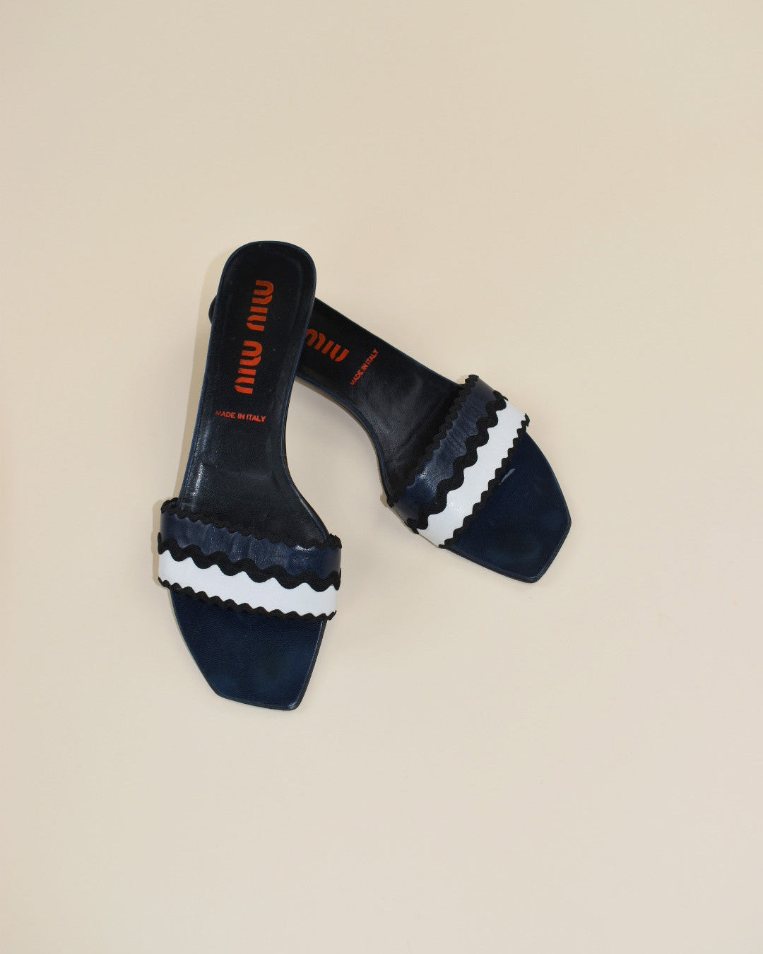 Miu Miu Blue Squiggle Mules - Size 40, 9.5
