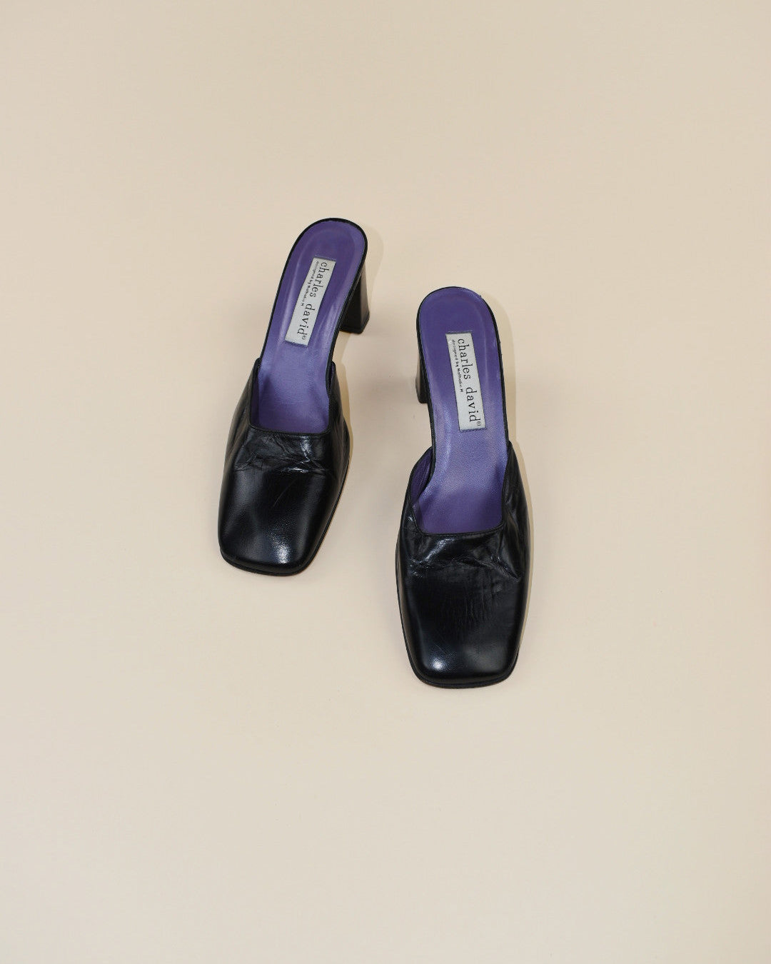 90's Square Toe Leather Mules - Size 7/7.5