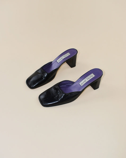 90's Square Toe Leather Mules - Size 7/7.5
