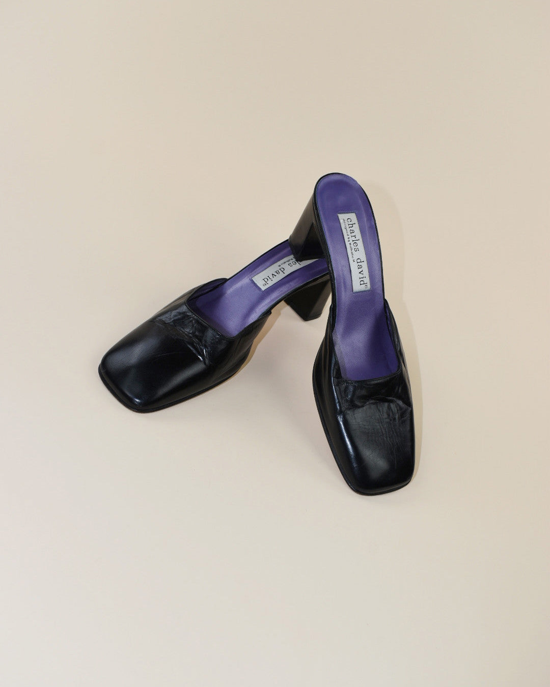 90's Square Toe Leather Mules - Size 7/7.5