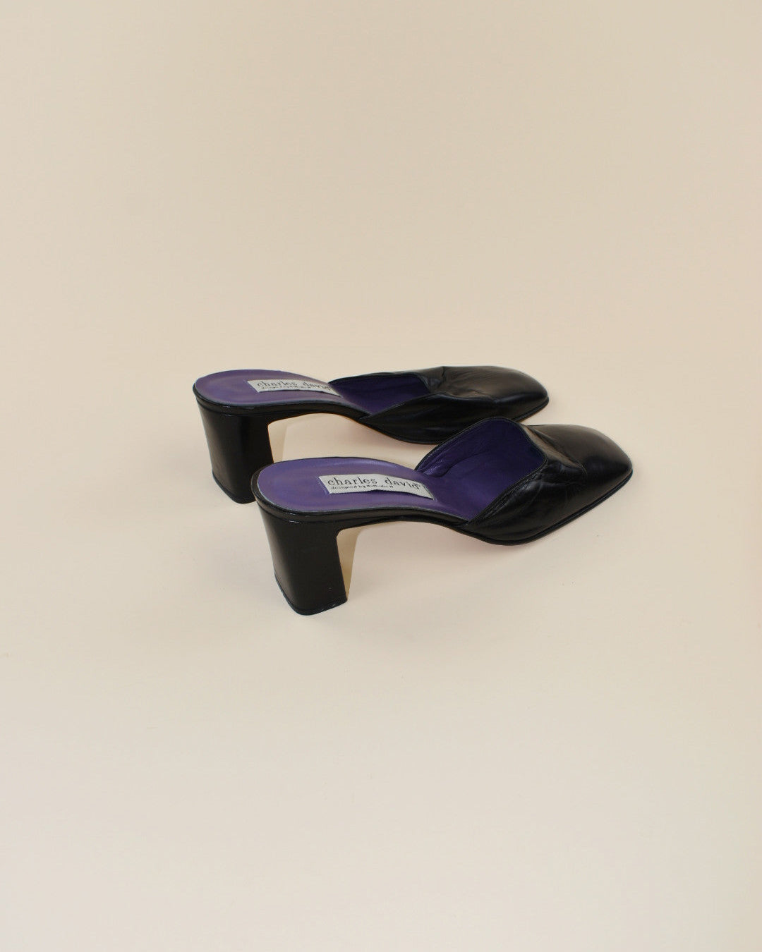 90's Square Toe Leather Mules - Size 7/7.5