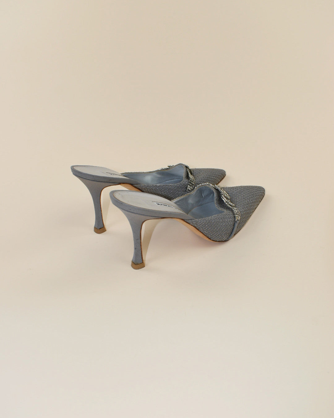 Vintage Manolo Blahnik Silver Chain Mules - Size 40, 9.5